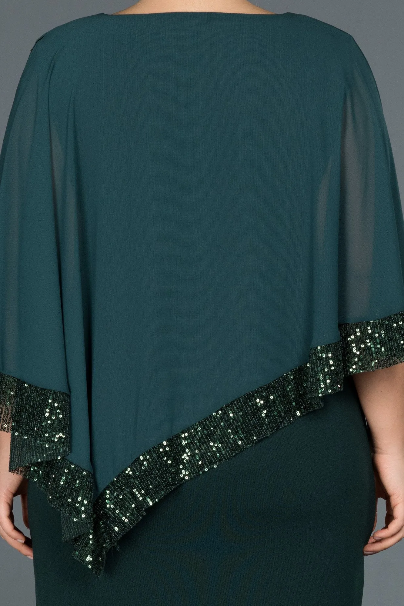 15749 Emerald Green Sequinned Poncho Bodycon Dress