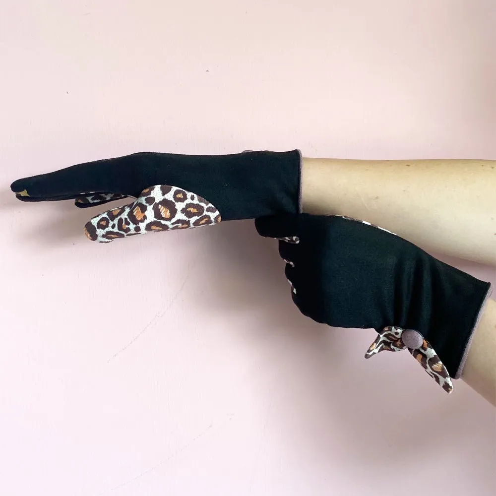 Animal Print Purple Leopard Gloves