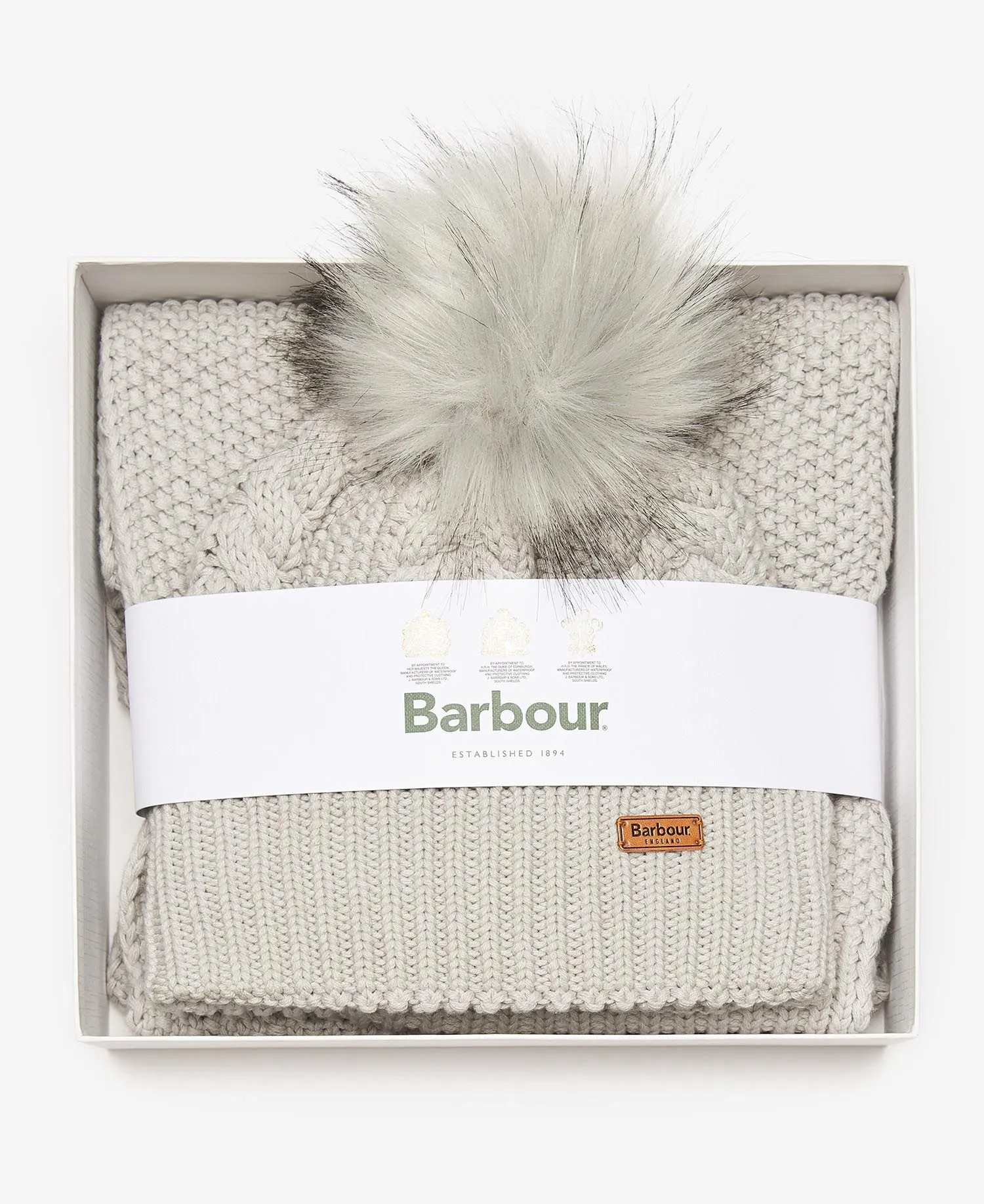 Barbour Hartley Hat & Scarf Gift Set Grey LGS0053