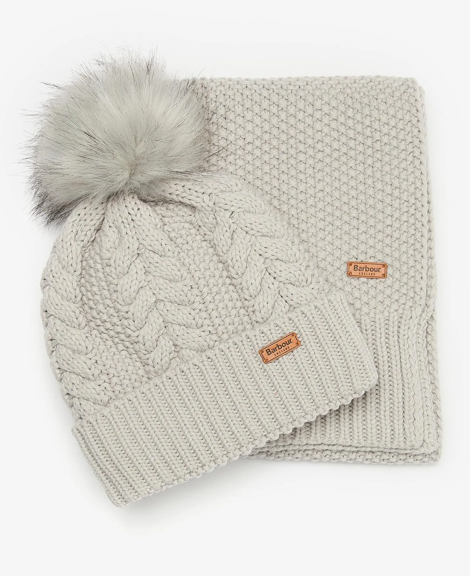 Barbour Hartley Hat & Scarf Gift Set Grey LGS0053