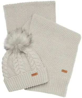 Barbour Hartley Hat & Scarf Gift Set Grey LGS0053