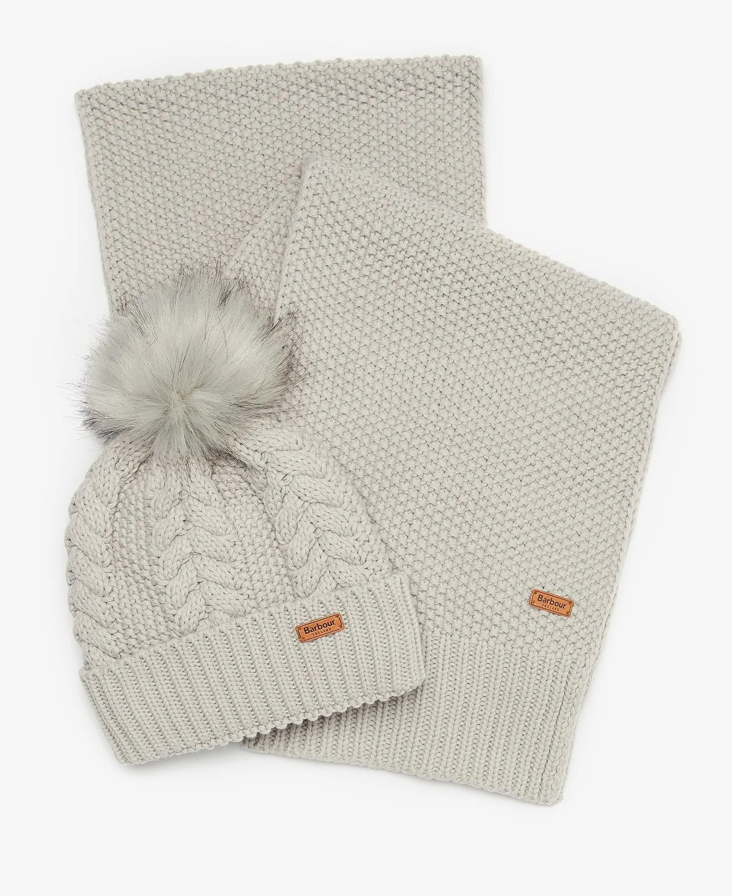 Barbour Hartley Hat & Scarf Gift Set Grey LGS0053