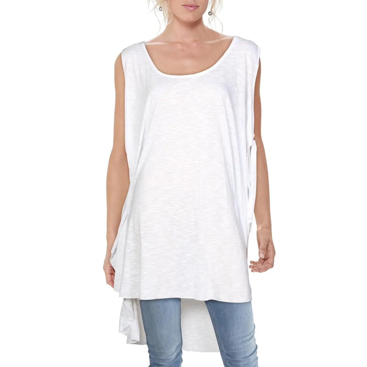 Becca Womens Faux Wrap Scoop Neck Poncho Top