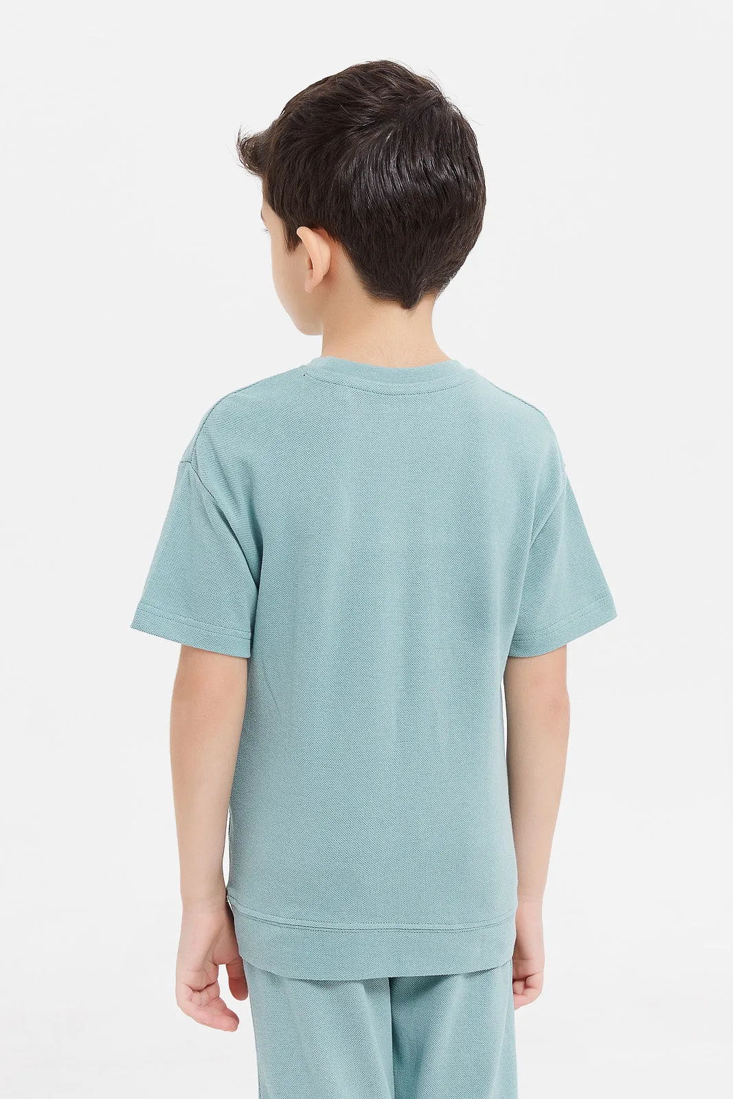 Boys Green Embroidered Oversized T-Shirt