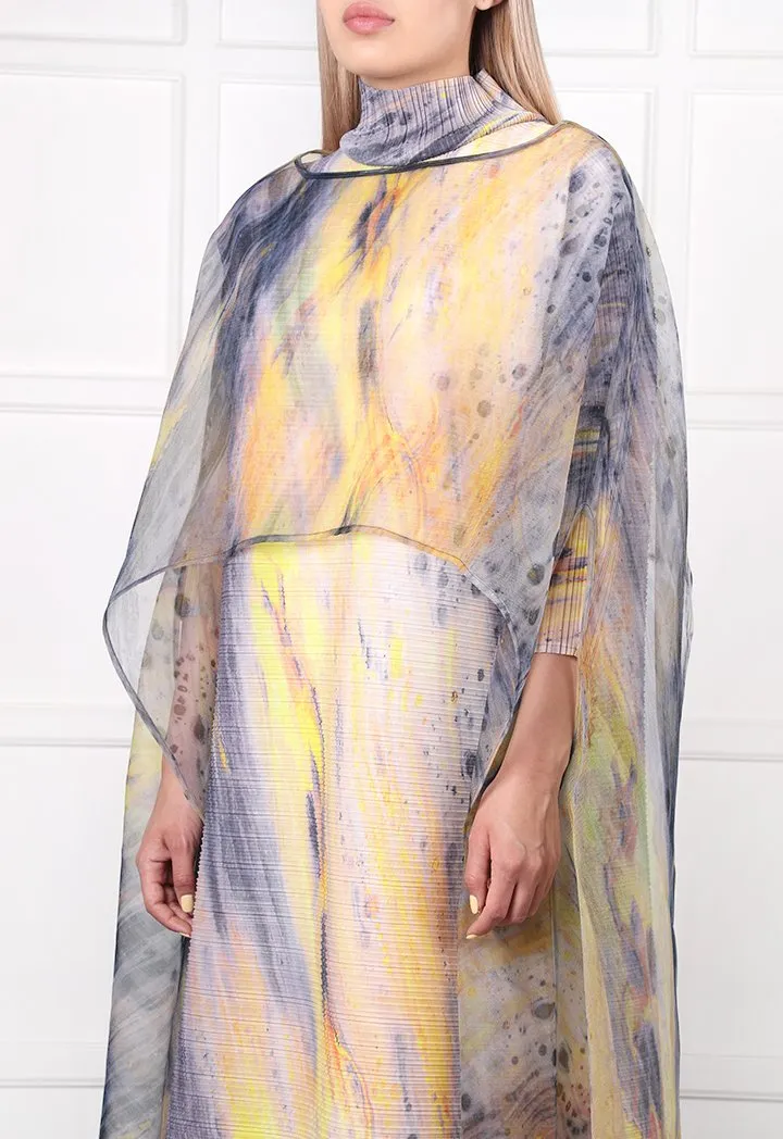 Choice Printed Chiffon Poncho Yellow