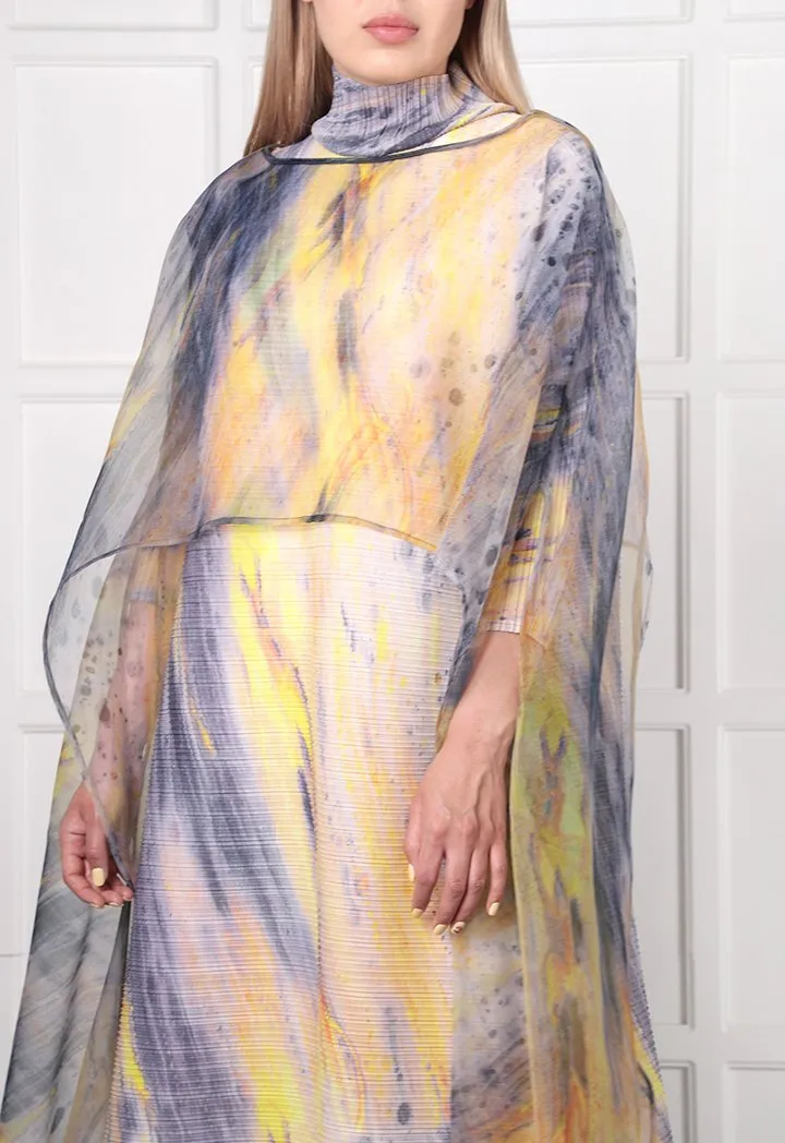 Choice Printed Chiffon Poncho Yellow