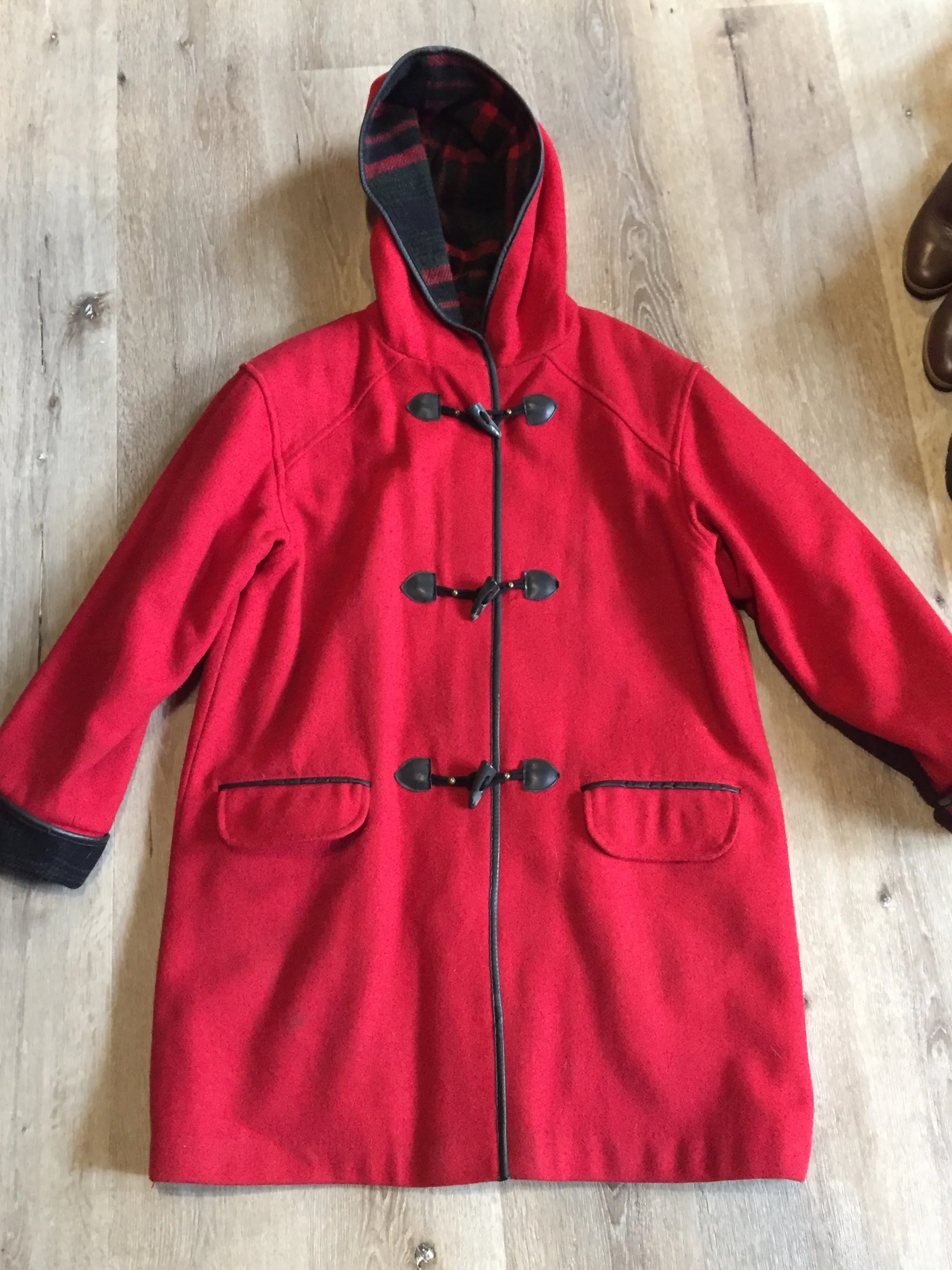 Club Manteau Red Wool Blend Duffle Coat