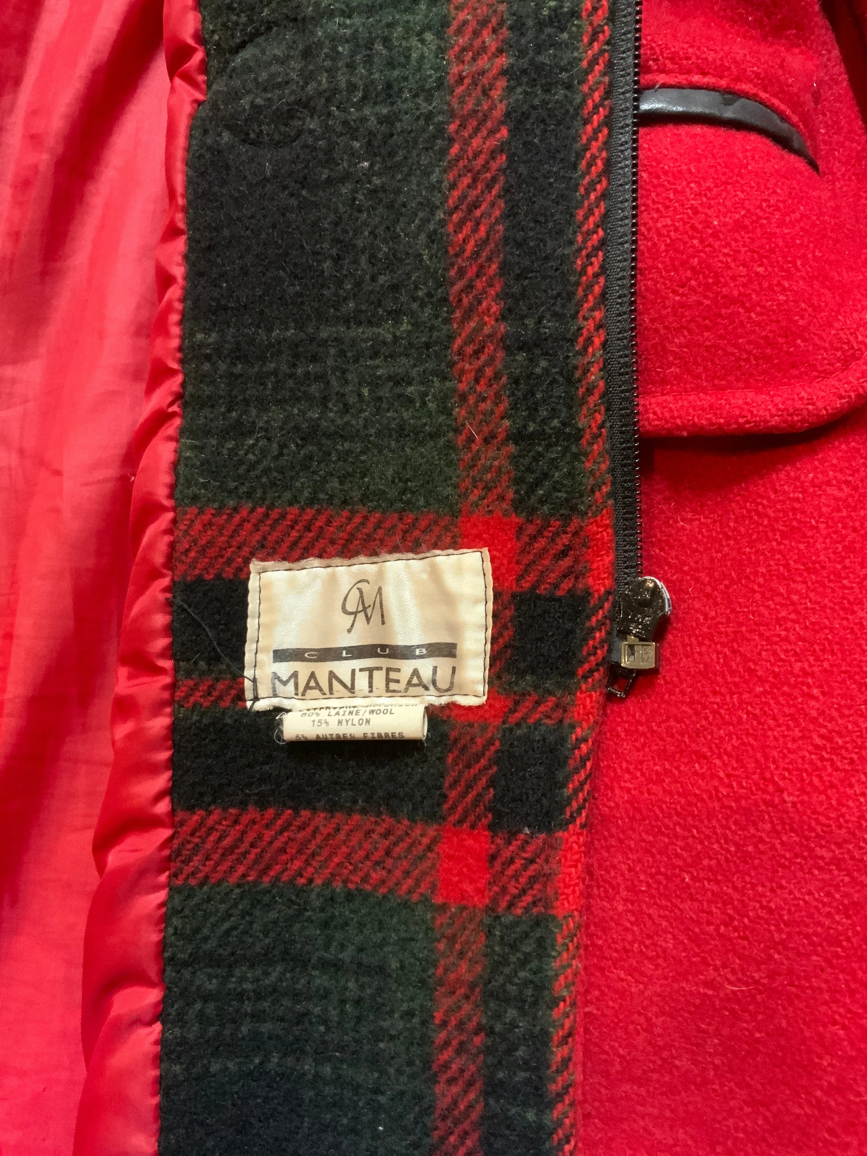 Club Manteau Red Wool Blend Duffle Coat