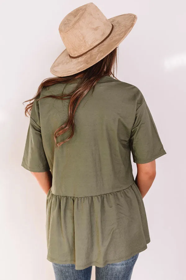 Confidence Calling Babydoll Top In Olive