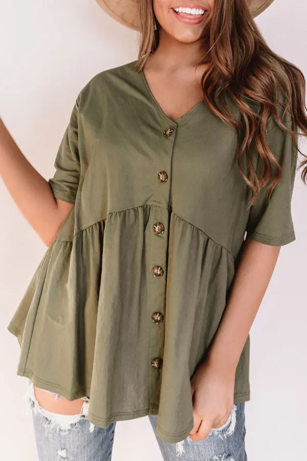 Confidence Calling Babydoll Top In Olive