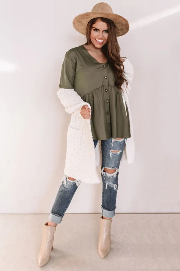 Confidence Calling Babydoll Top In Olive