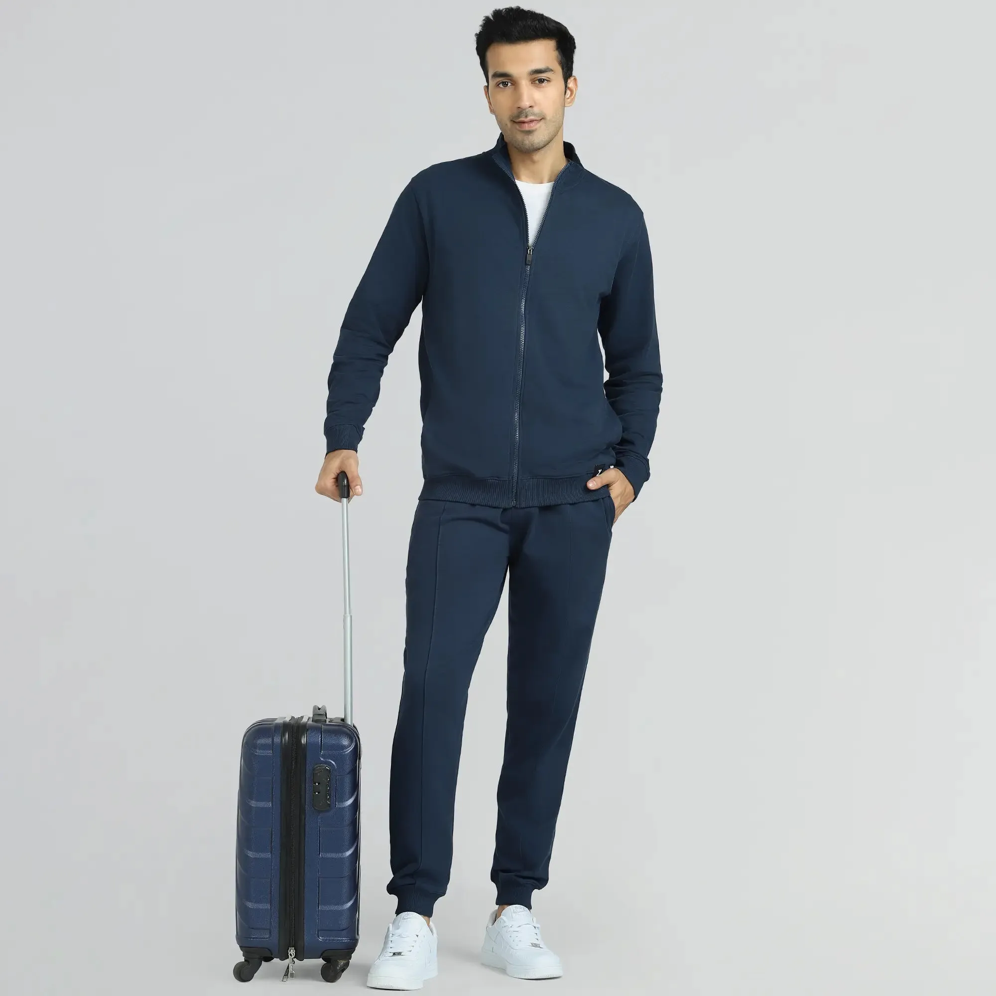 Cruze French Terry Cotton Zip Ups Opal Blue