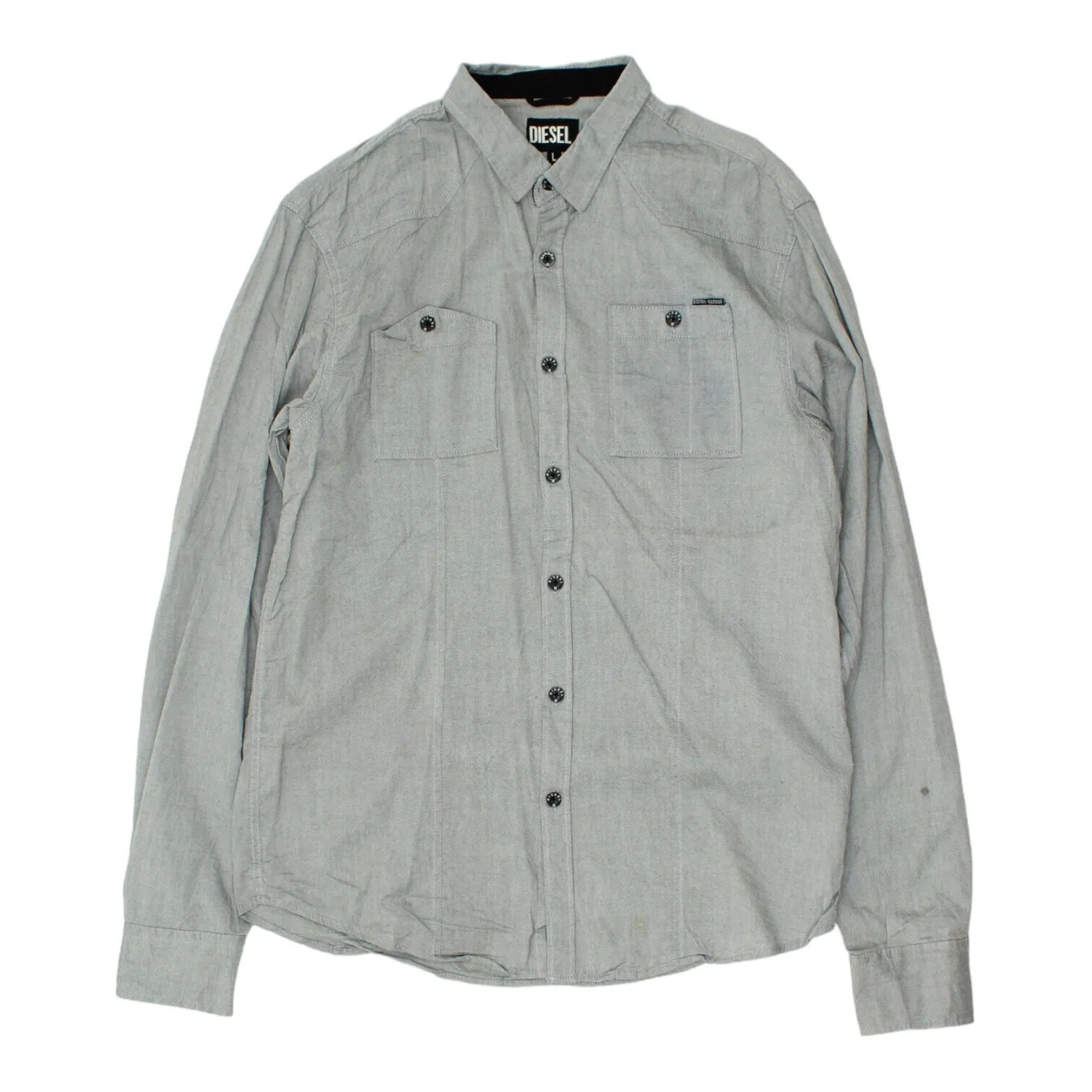 Diesel Mens Grey Button Up Shirt | Vintage High End Casual Designer VTG