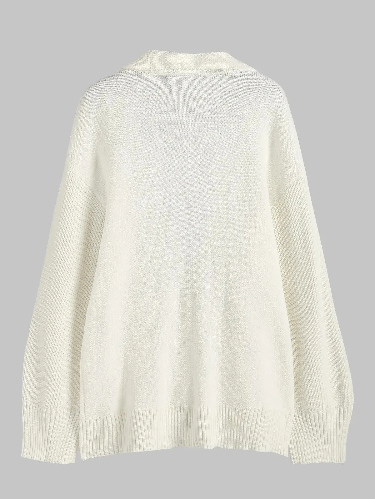 Dual Pocket Open Front Lapel Lantern Sleeve Drop Shoulder Longline Cardigan