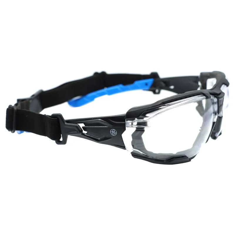 General Electric 05 Series Anti-Fog Impact-Resistant Safety Glasses Clear Lens Black/Blue Frame 1 pk