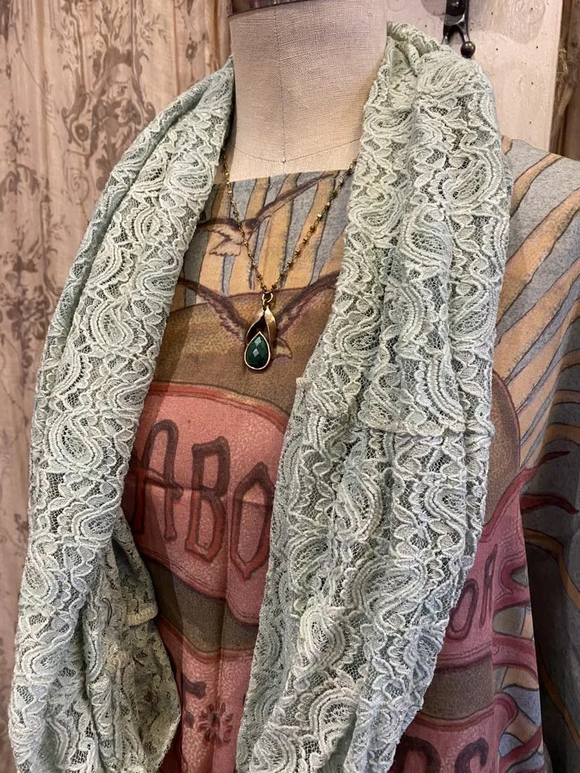 Green Dyed Lace Infinity Scarf* #19