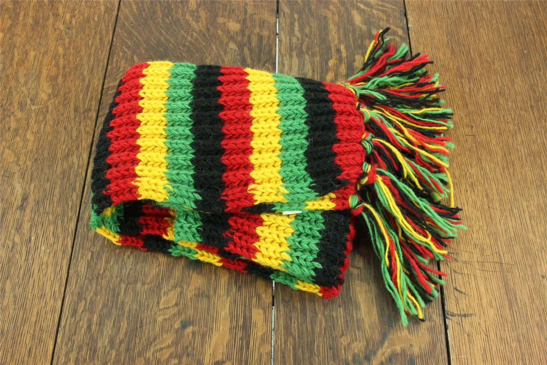 Hand Knitted Wool Scarf - Stripe Rasta