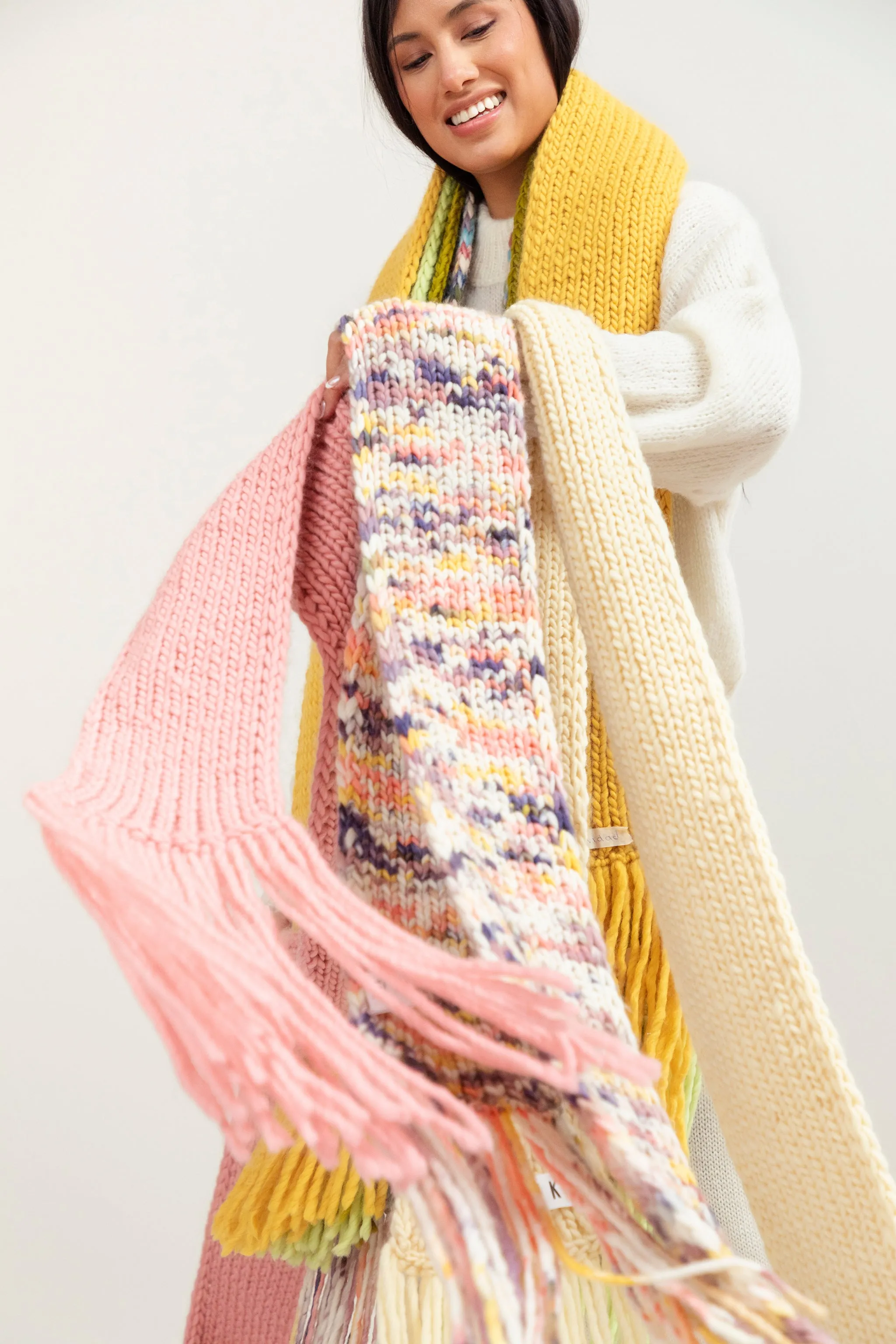 Hand-Painted Scarf with Tassels