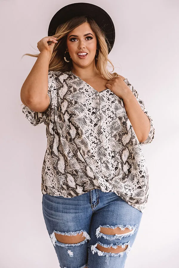 Hide And Seek Snake Print Shift Top In Cream  Curves