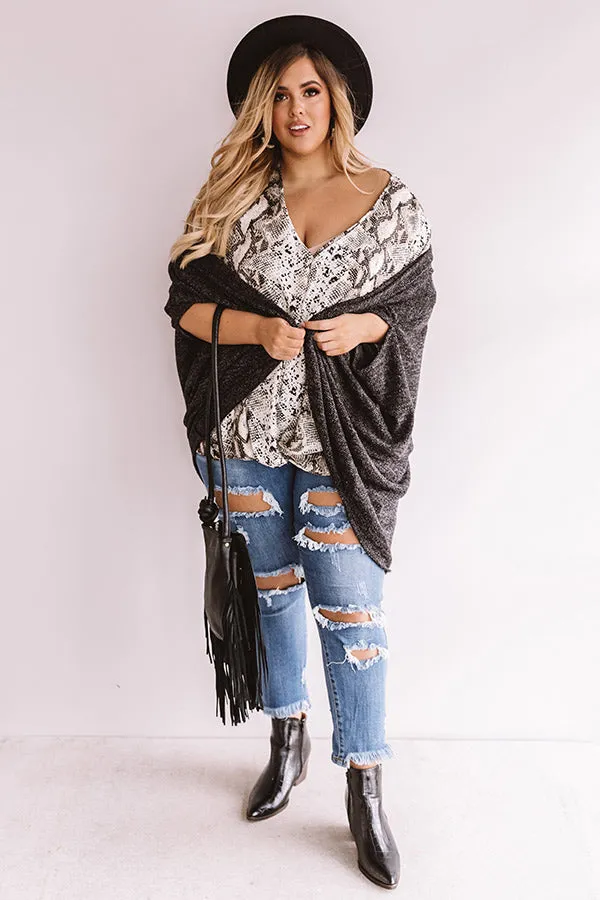 Hide And Seek Snake Print Shift Top In Cream  Curves