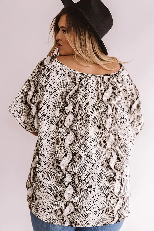 Hide And Seek Snake Print Shift Top In Cream  Curves