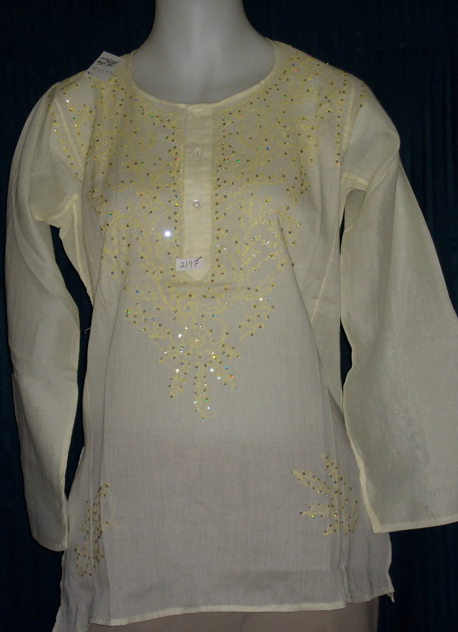 Kurti 2197 Lemon Cotton Voile Tunic Top Shirt Blouse Shieno Sarees