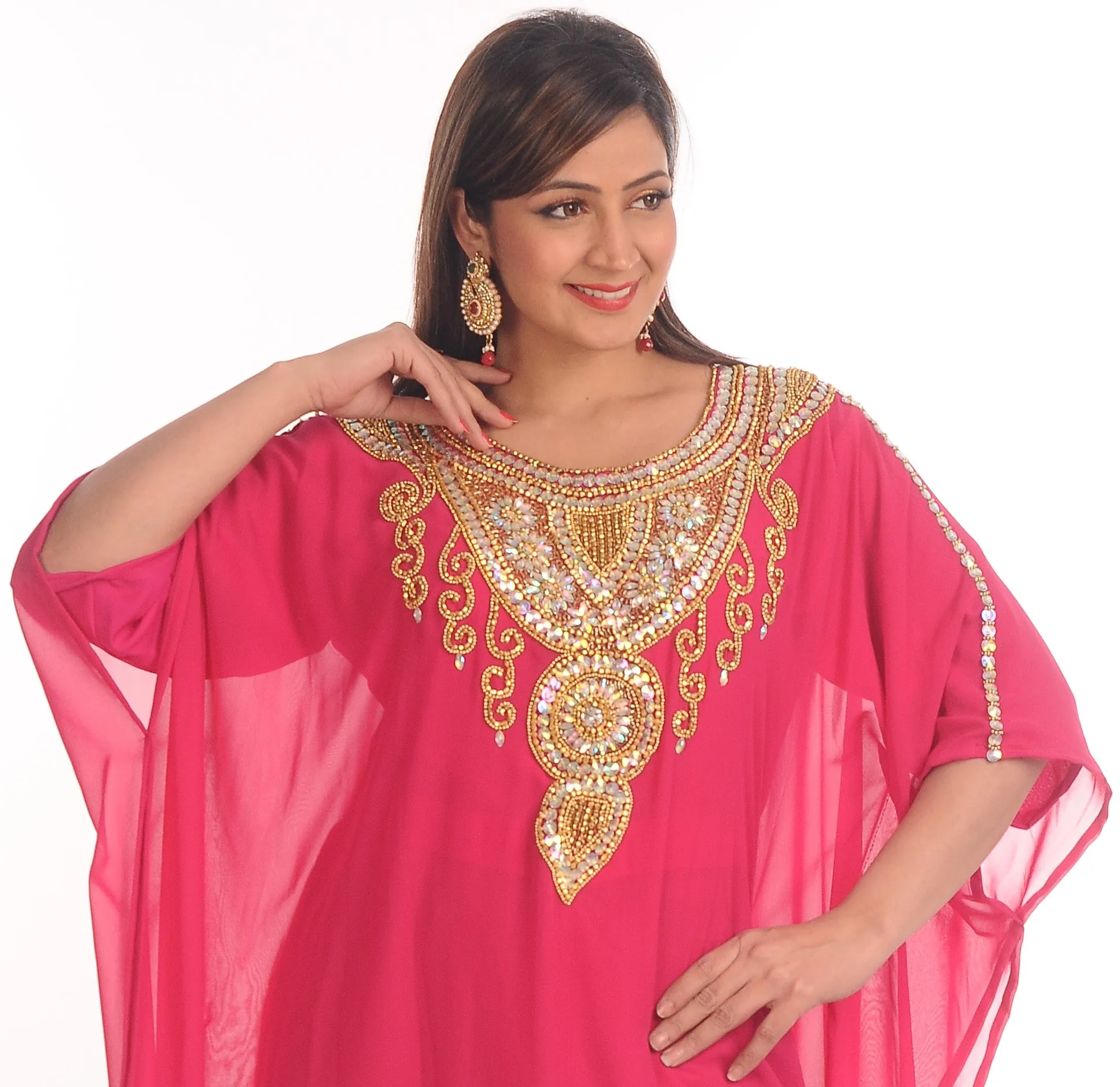 Kurti Poncho Bollywood Style Pink Farasha Maxi