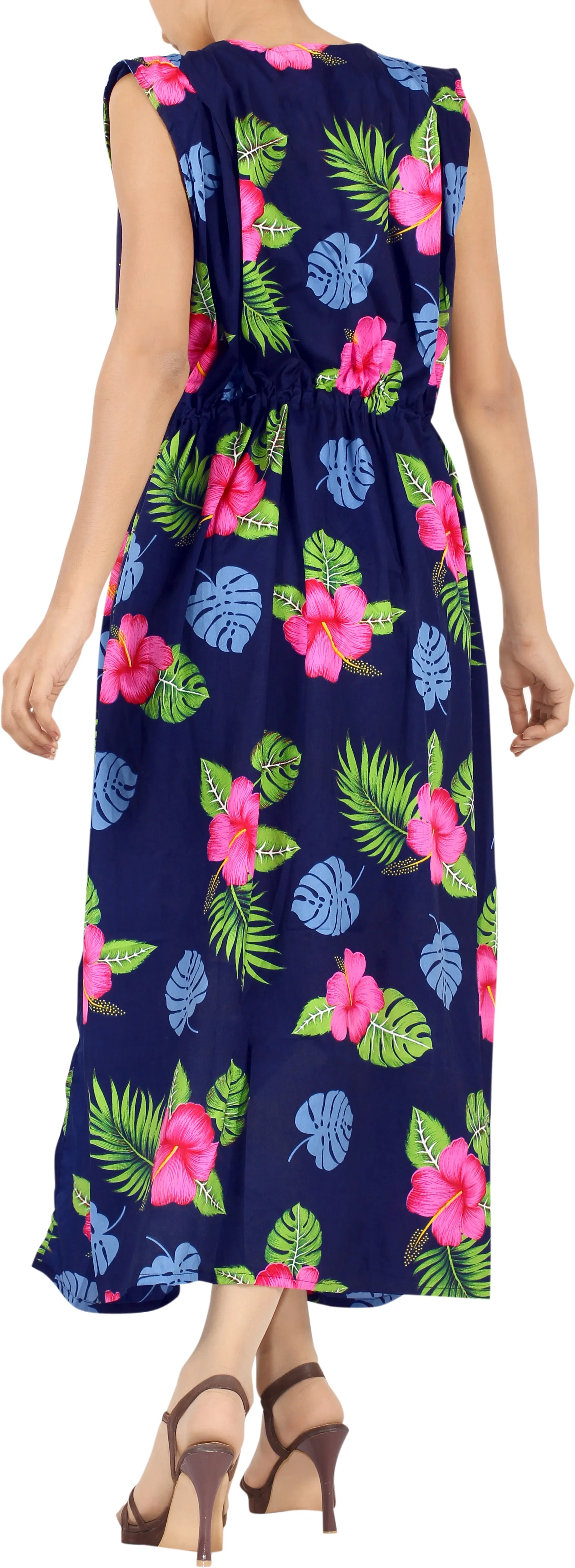 LA LEELA Women Swimsuit Kimono Cover up plus size 12-20W [L-2X] Navy Blue_X973