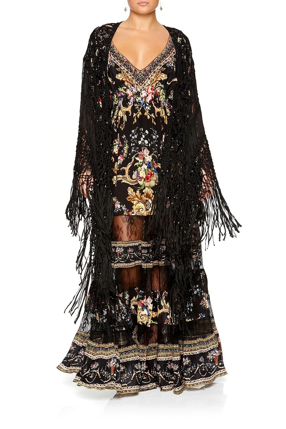 MACRAME THROW OVER PONCHO FRIEND IN FLORA
