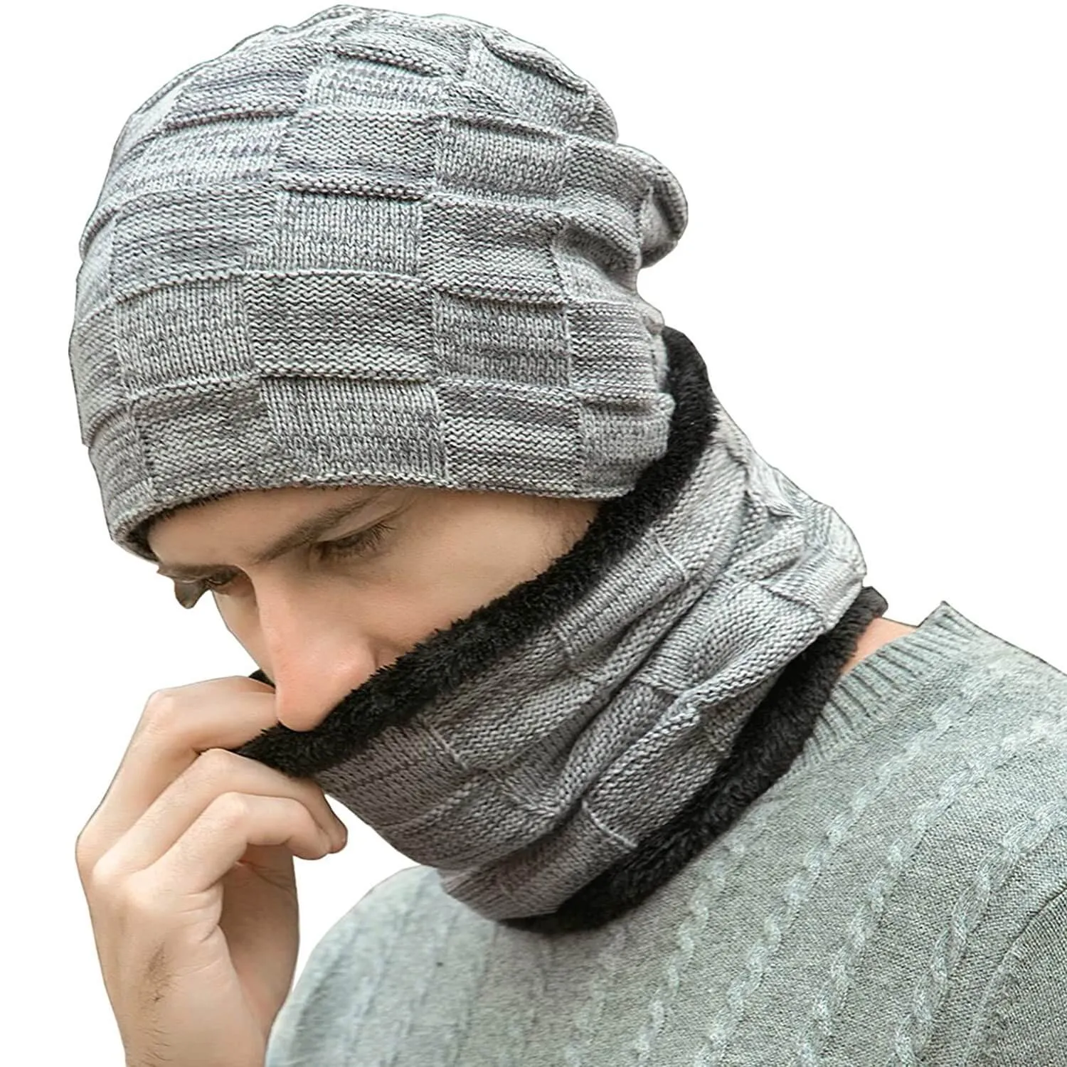 Men's & Women's Fleece Lined Winter Hat & Scarf Set 04