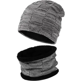 Men's & Women's Fleece Lined Winter Hat & Scarf Set 04