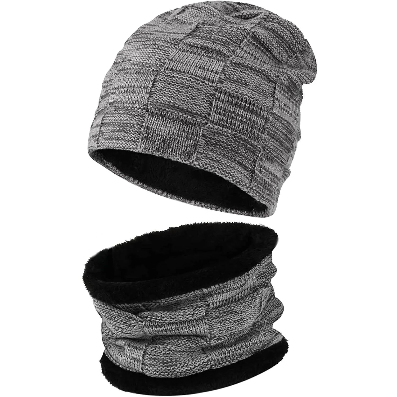 Men's & Women's Fleece Lined Winter Hat & Scarf Set 04