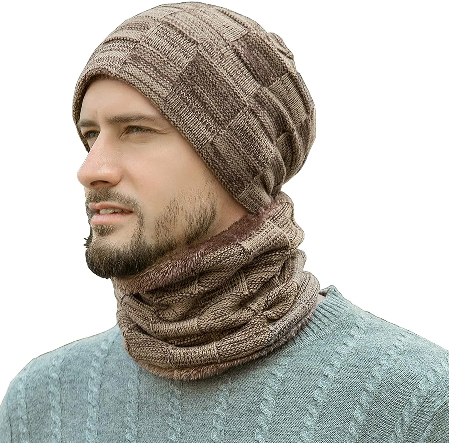 Men's & Women's Fleece Lined Winter Hat & Scarf Set 04