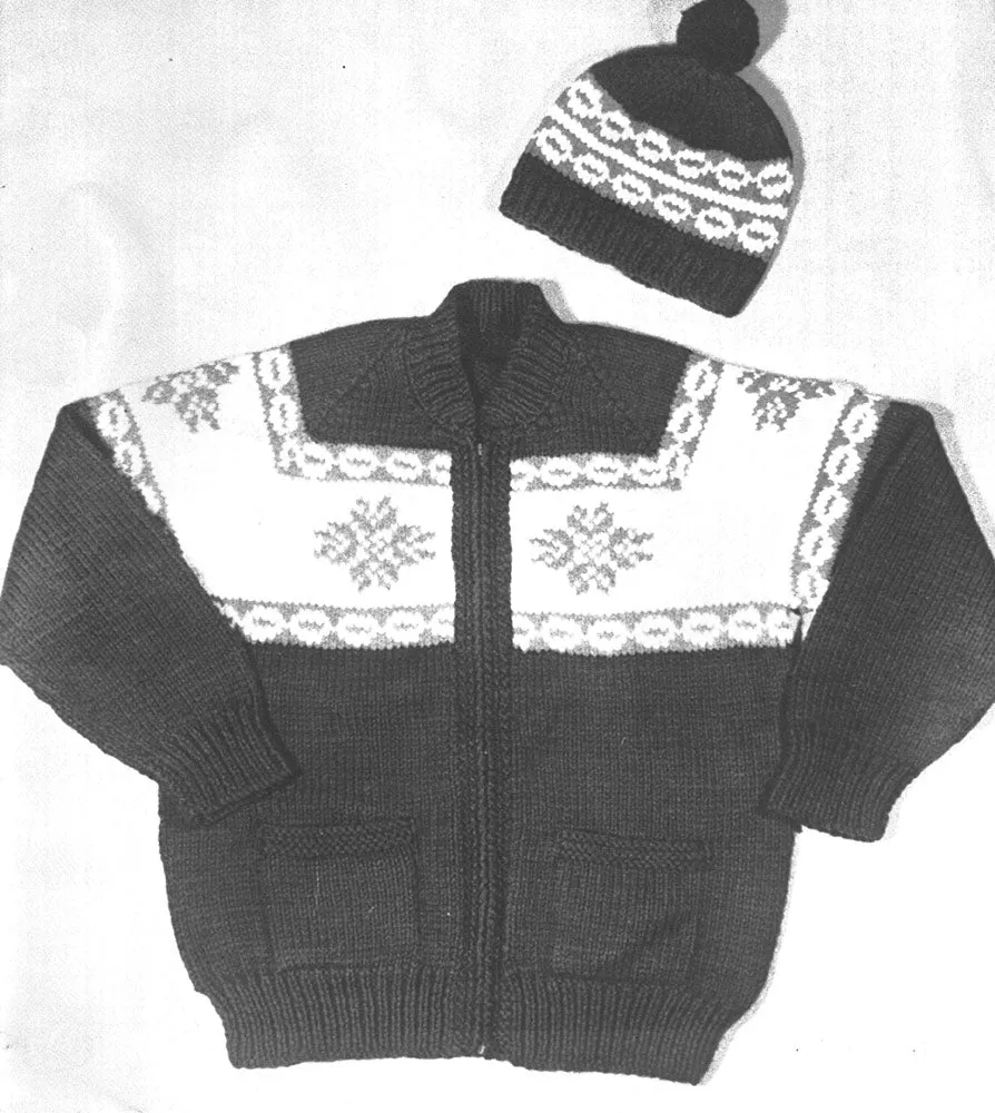 Men's or Ladies' Cardigan & Toque Pattern