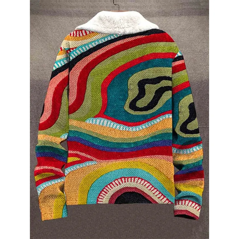 MEN'S PRINTED PLUSH CARDIGAN JACKET 28588593YM