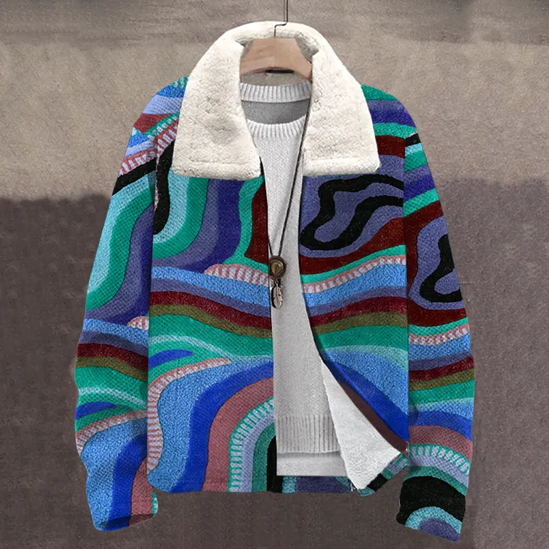 MEN'S PRINTED PLUSH CARDIGAN JACKET 28588593YM