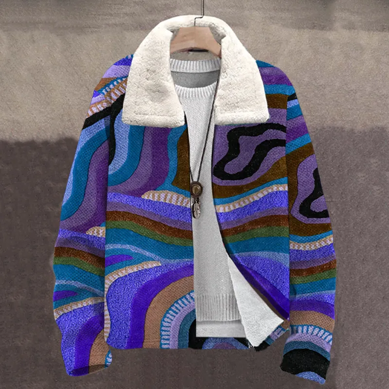 MEN'S PRINTED PLUSH CARDIGAN JACKET 28588593YM