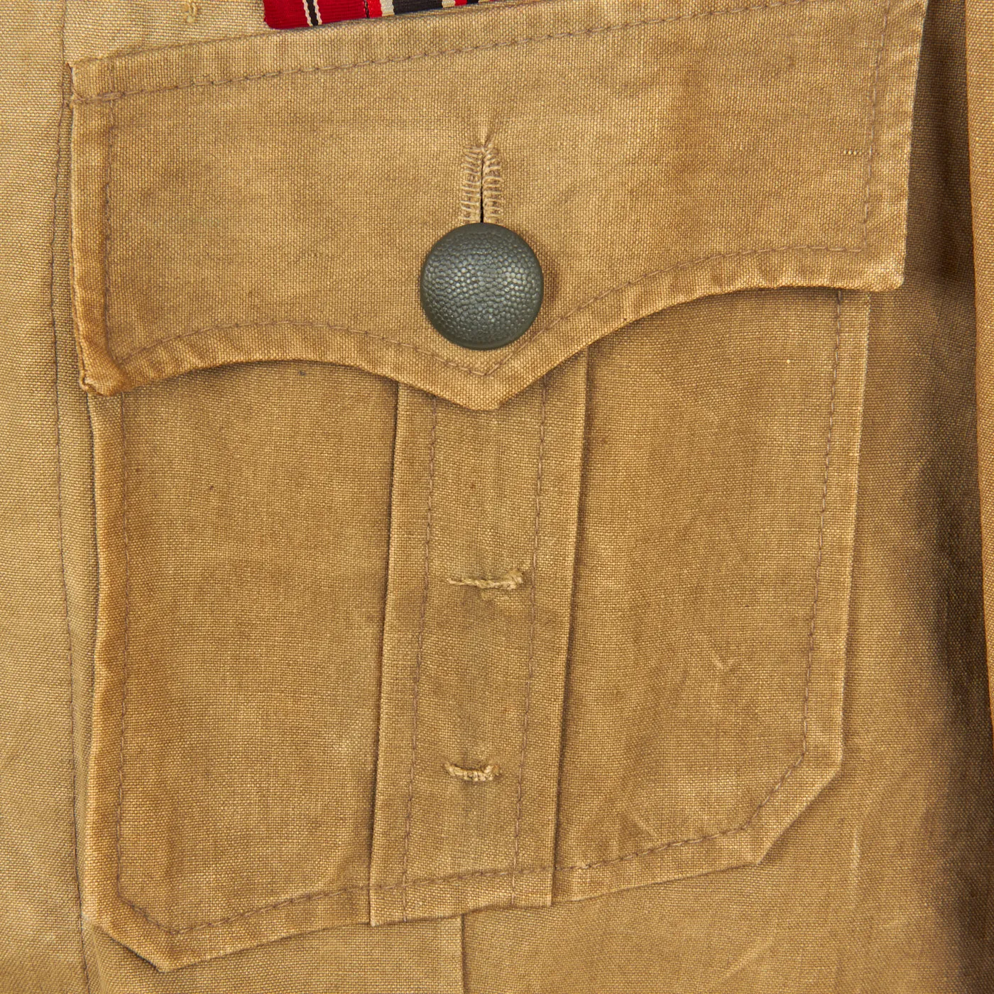 Original German WWII Heer Army Pioneer Feldwebel NCO Summer Weight Tunic with Krim Shield and Ribbon Bar