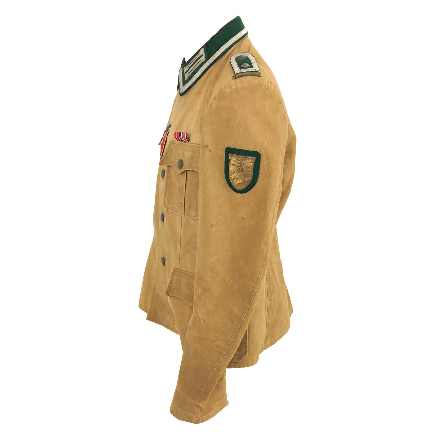 Original German WWII Heer Army Pioneer Feldwebel NCO Summer Weight Tunic with Krim Shield and Ribbon Bar