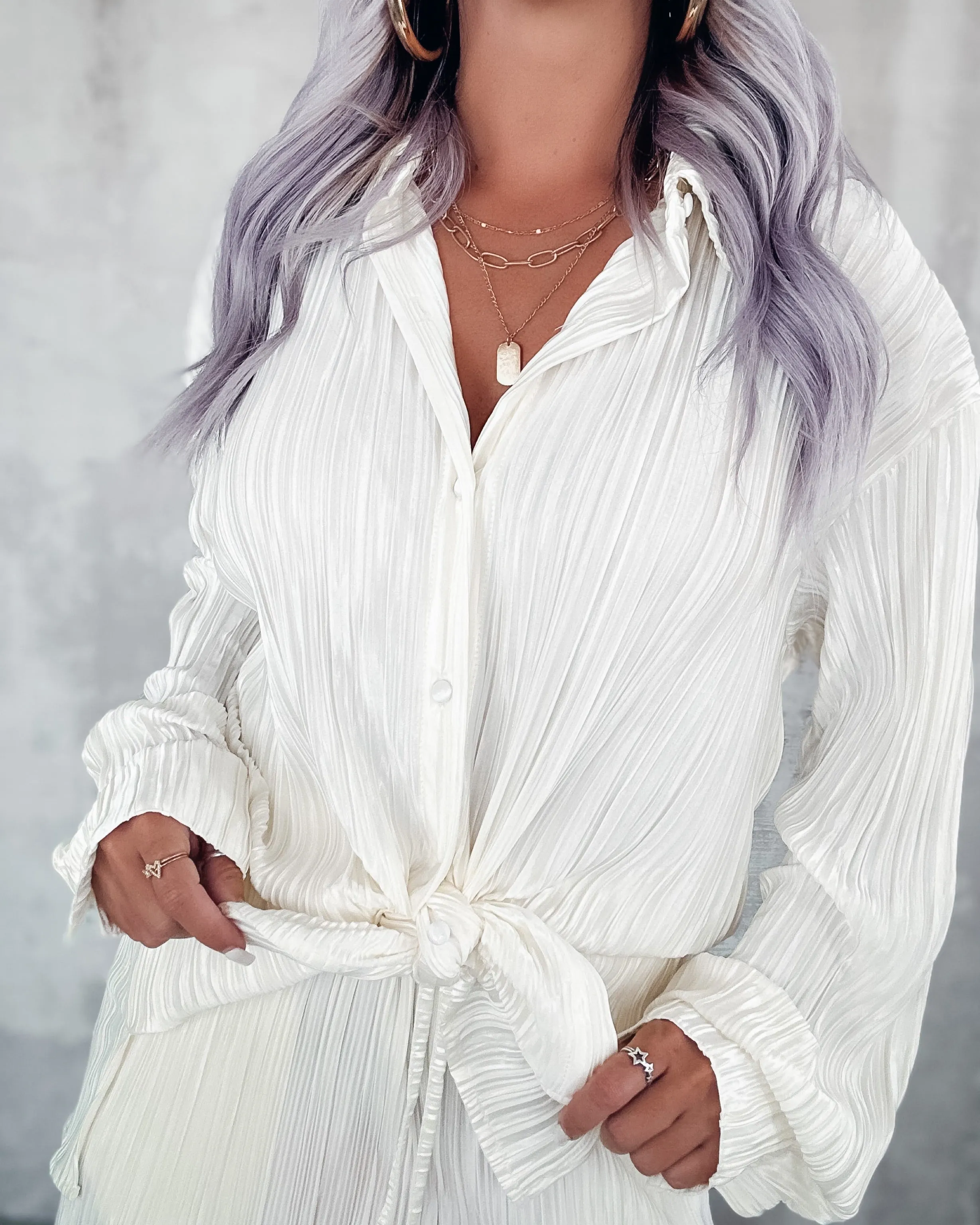 Relaxed Pleat Paradise Lounge Set - Cream