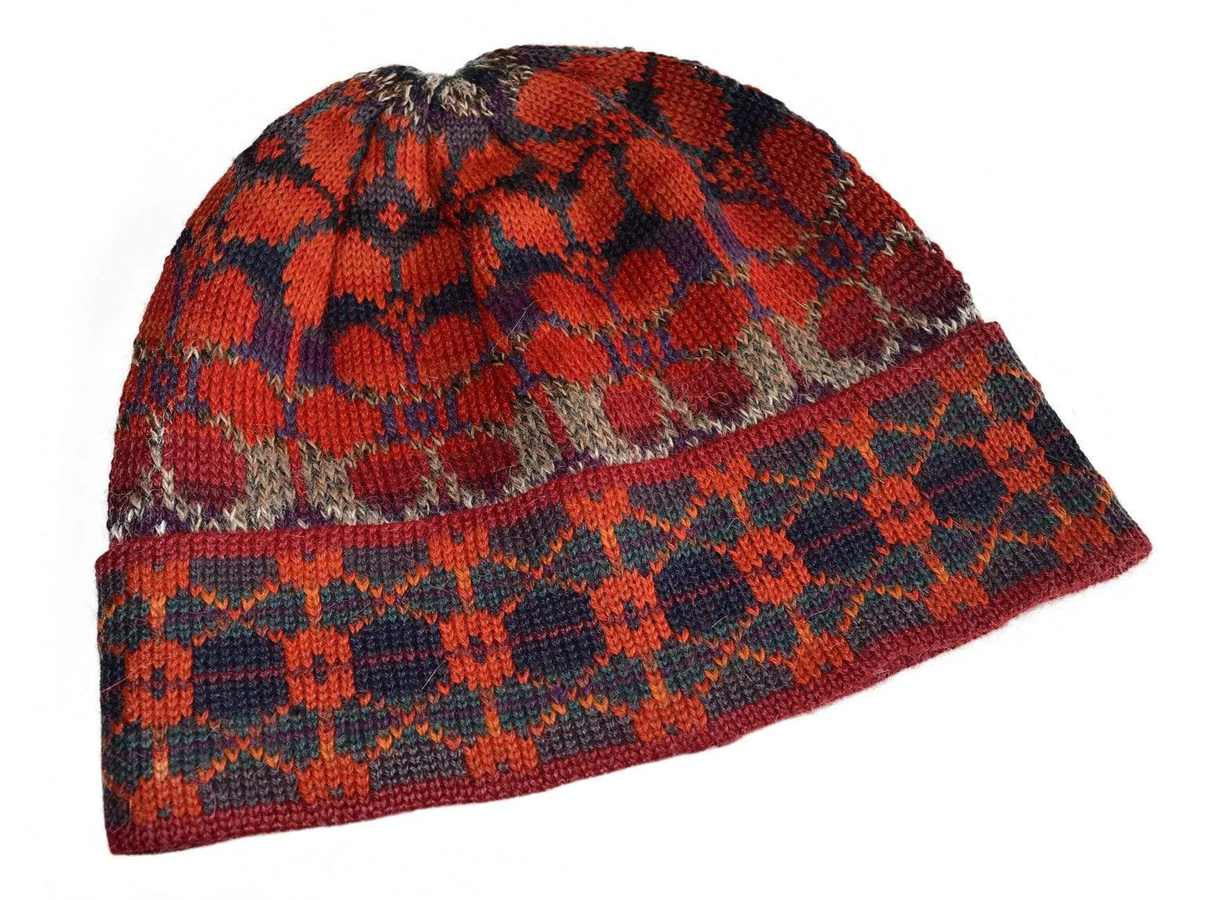 Summer Red Women's Alpaca Hat and Fingerless Glove Set