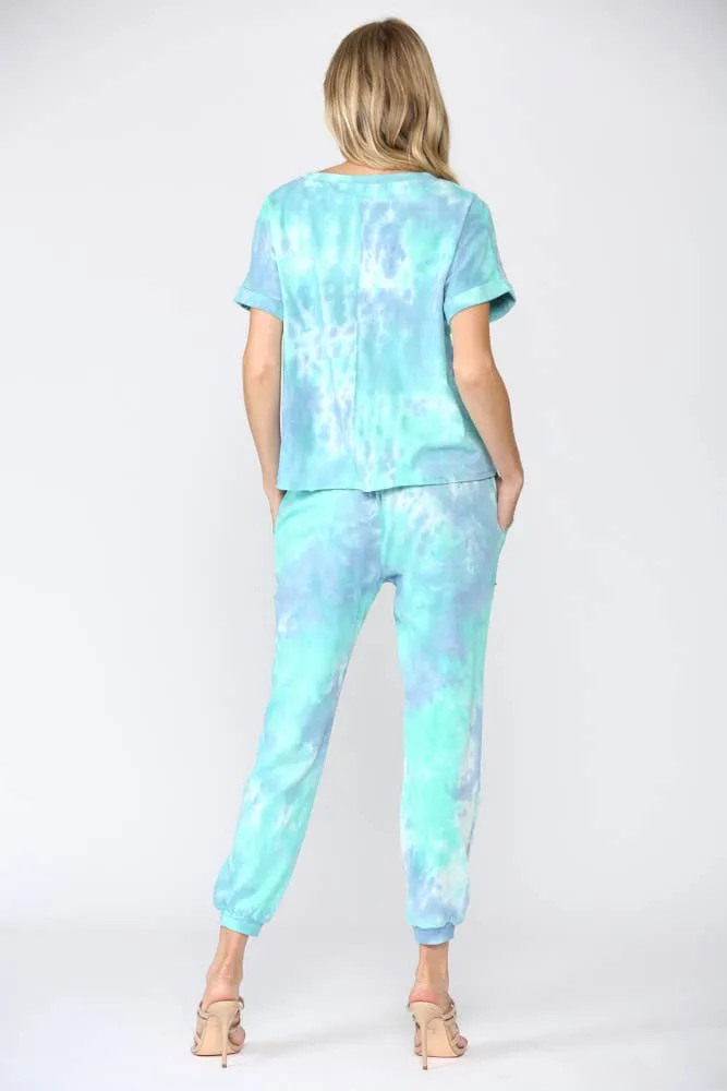 Tie Dye Lounge Wear 3 Piece Set Matching Mask