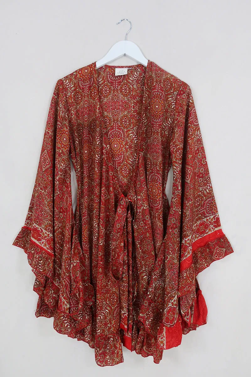 Venus Mini Wrap Dress in Ono Vermillion Mandala