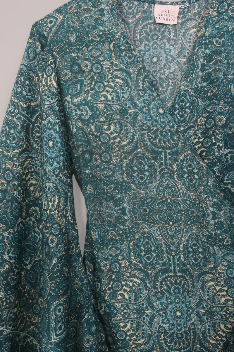 Venus Mini Wrap Dress in Simone Blue Mandala