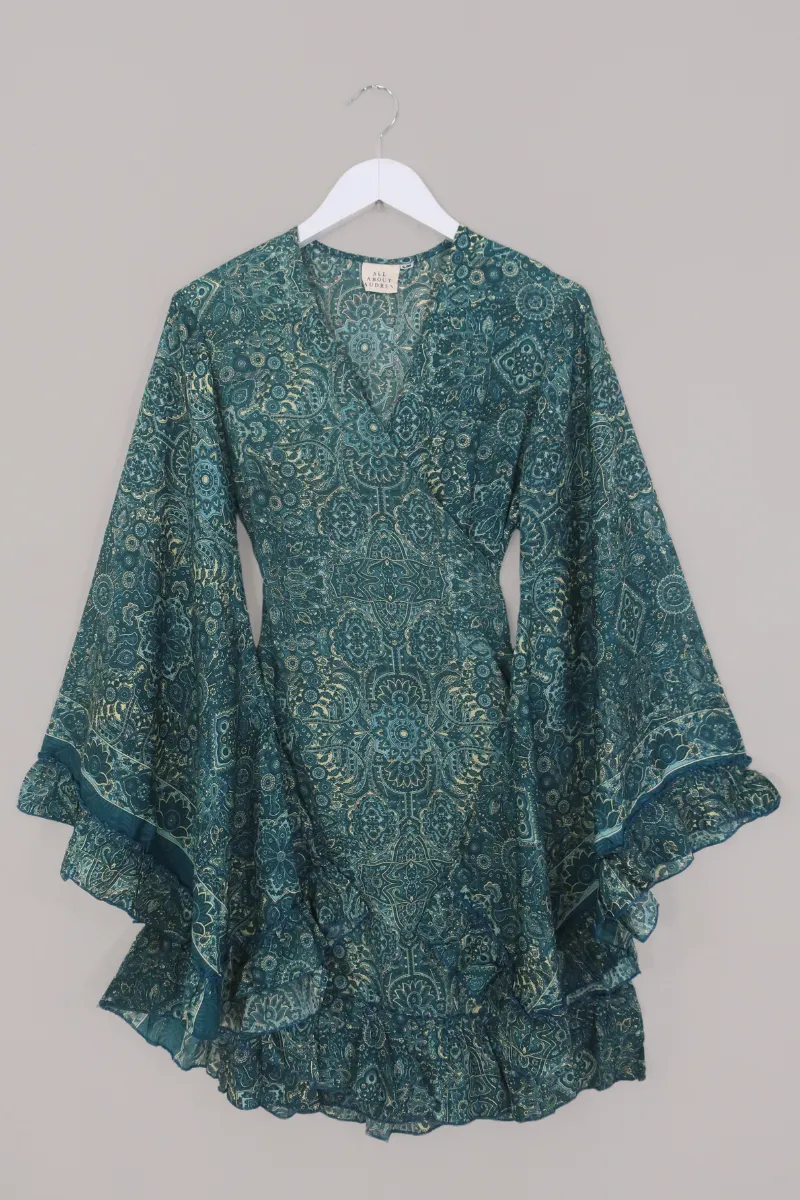Venus Mini Wrap Dress in Simone Blue Mandala