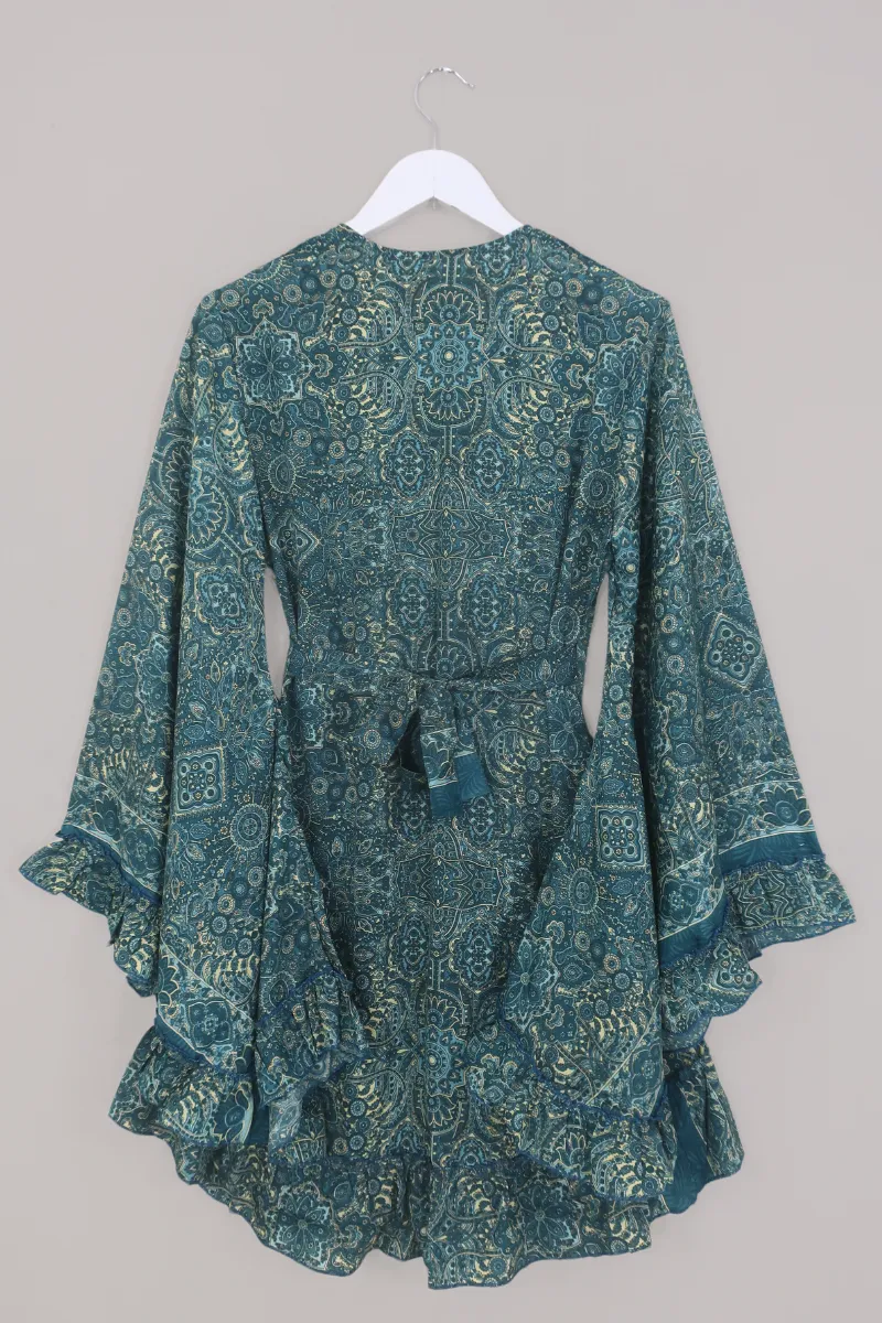 Venus Mini Wrap Dress in Simone Blue Mandala
