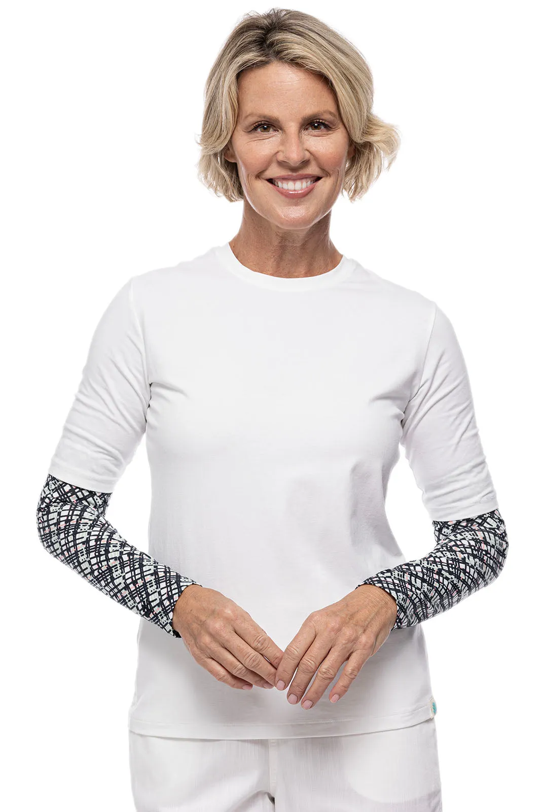Women's Navagio Sun Sleeves  |  Navy Gulf Stream Stripe