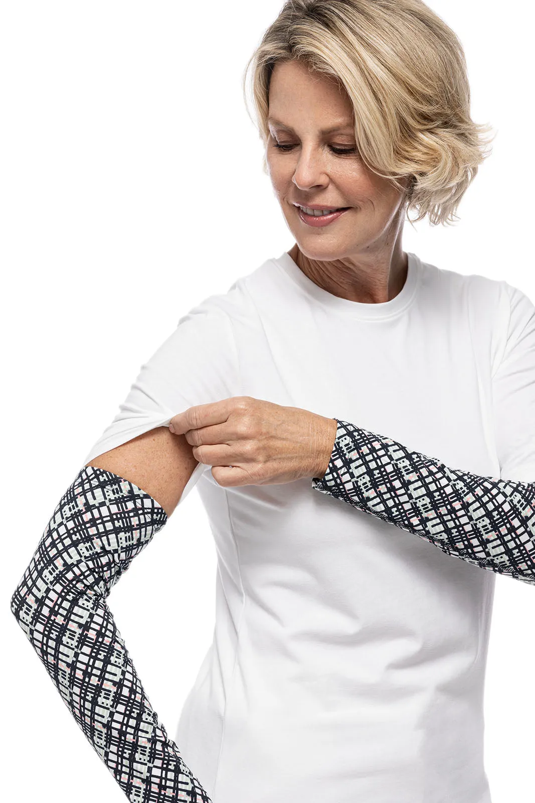 Women's Navagio Sun Sleeves  |  Navy Gulf Stream Stripe