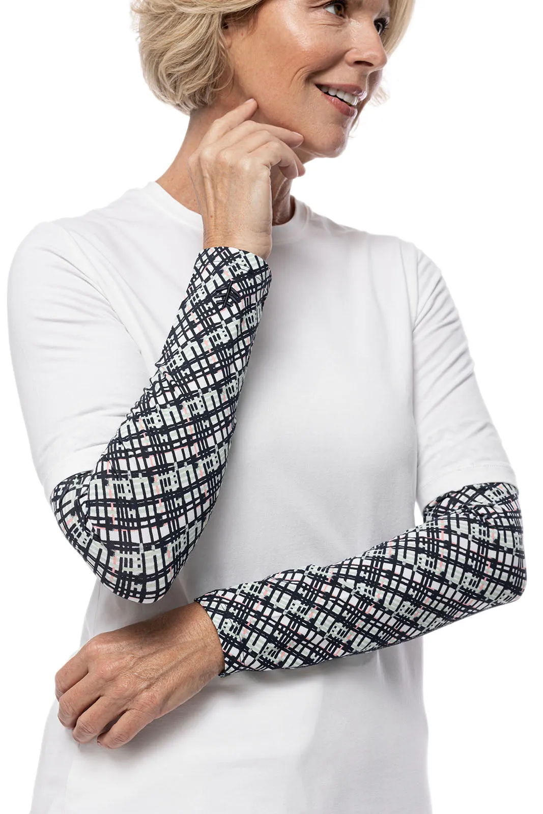 Women's Navagio Sun Sleeves  |  Navy Gulf Stream Stripe