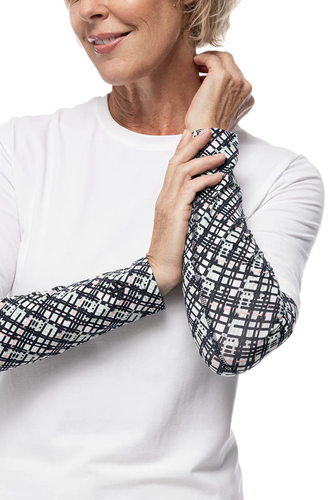 Women's Navagio Sun Sleeves  |  Navy Gulf Stream Stripe